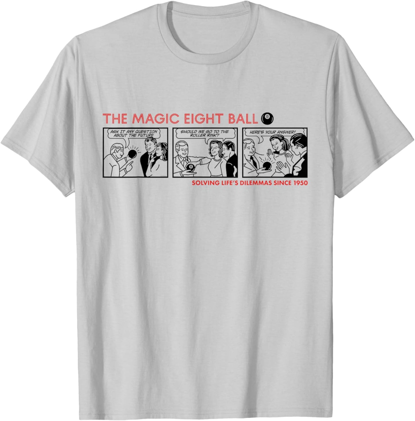 Magic 8 Ball Vintage Comic Panels T-Shirt - T-Shirt | Ash