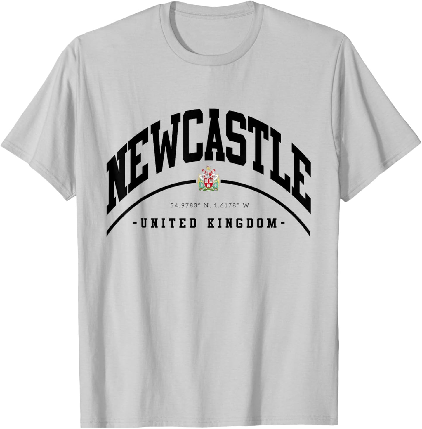 Newcastle United Football Club, White, Small, Short Sleeve, Classic, Casual, Letter Print, , Pull On T-Shirt - T-Shirt | Ash