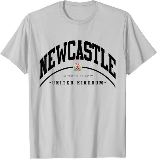 Newcastle United Football Club, White, Small, Short Sleeve, Classic, Casual, Letter Print, , Pull On T-Shirt - T-Shirt | Ash