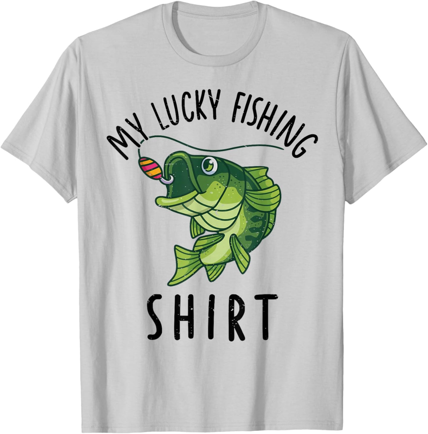 Kids Boys My Lucky Fishing-Shirt Bass Fish Dad Gift Funny T-Shirt - T-Shirt | Ash