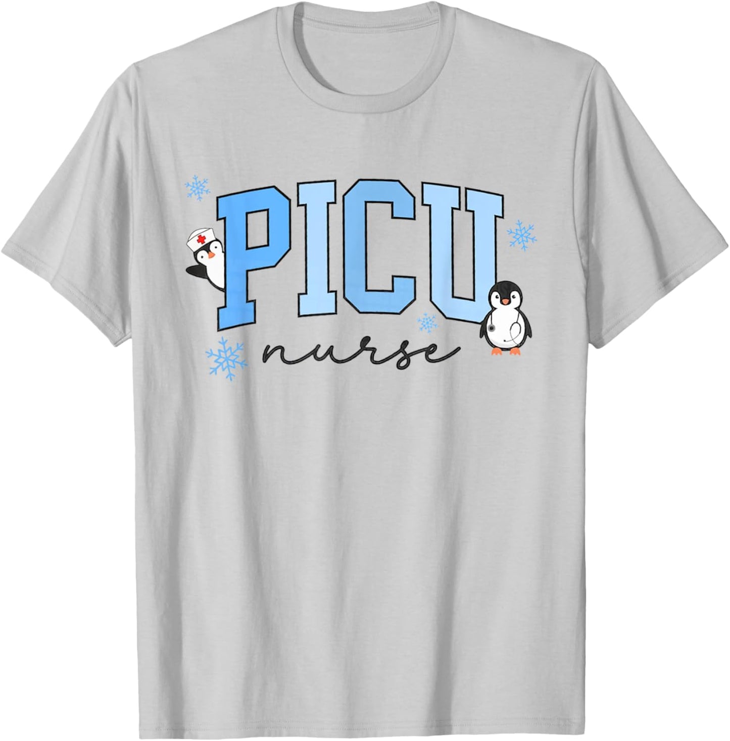 Merry PICU Nurse Christmas Pediatric ICU Nurse Holiday T-Shirt - T-Shirt | Ash