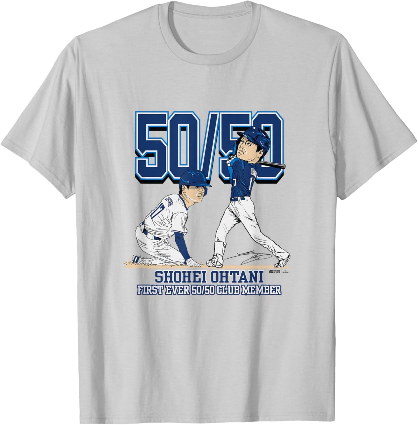Shohei Ohtani Los Angeles 50/50 Club MLB Players T-Shirt - T-Shirt | Ash