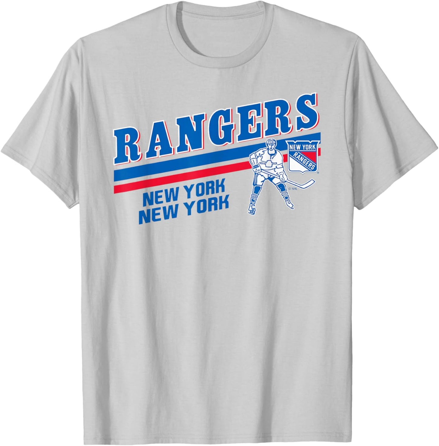 New York Rangers Officially Licensed Grey , Small, -Adults, NHL Fans, Short Sleeve, Modern, , Polyester T-Shirt - T-Shirt | Ash