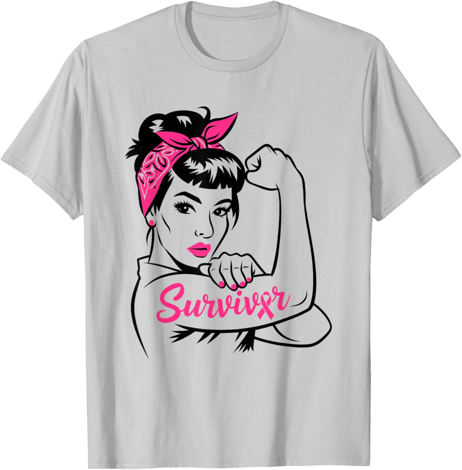 Breast Cancer Survivor Pink Awareness T-Shirt - T-Shirt | Ash