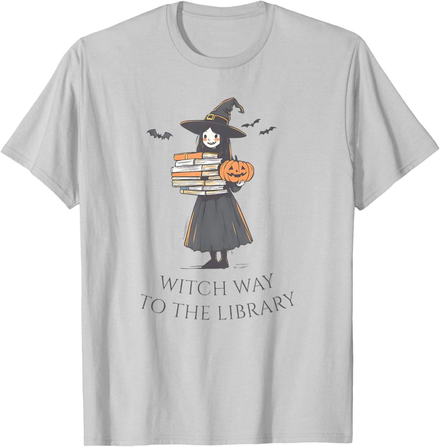 Witch Way To The Library, Halloween Librarian, Book Lover T-Shirt - T-Shirt | Ash
