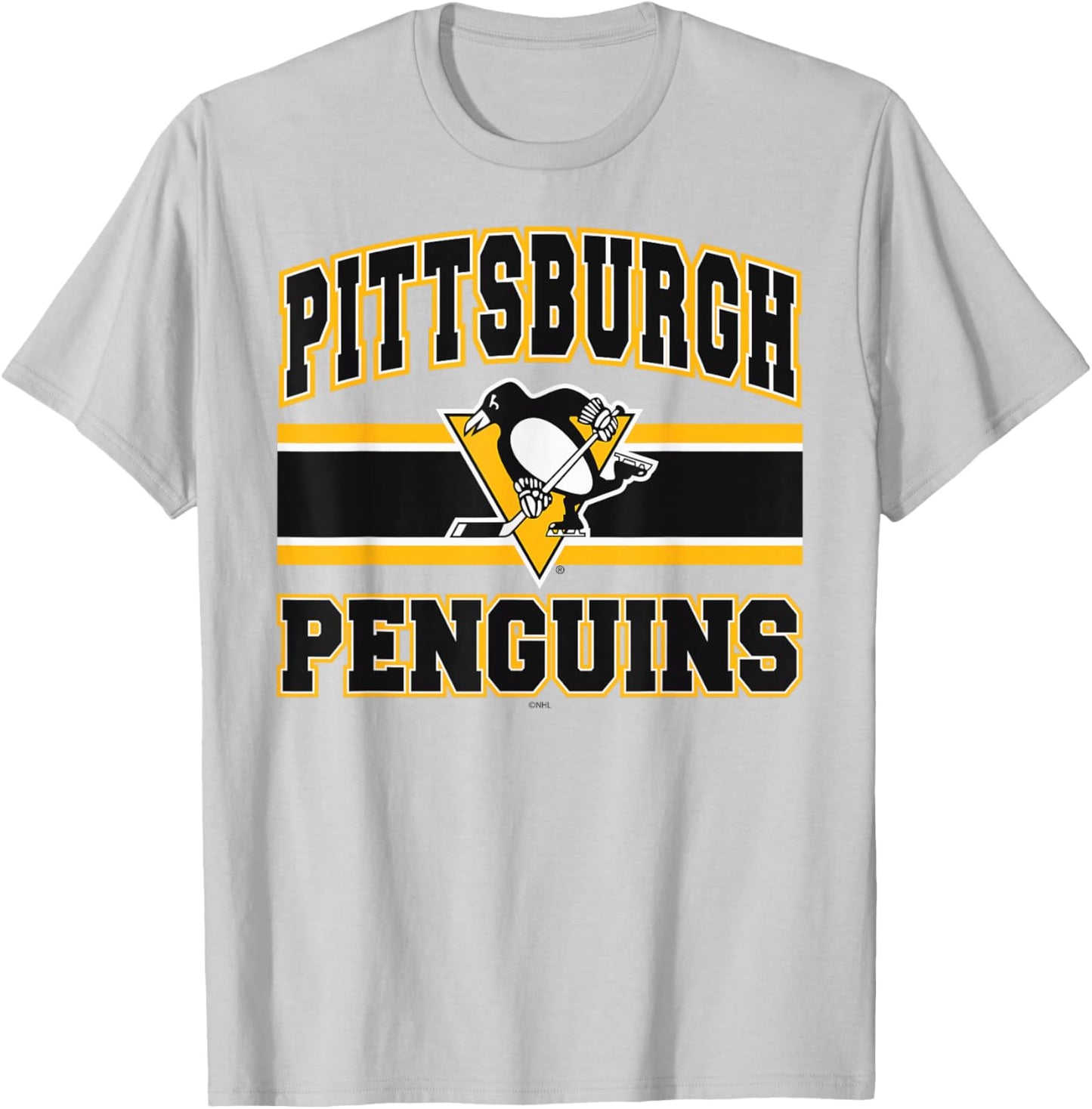 Pittsburgh Penguins Stripe Gray Officially Licensed T-Shirt - T-Shirt | Ash