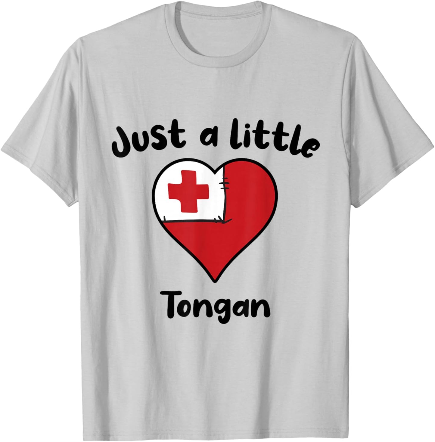 Just A Little Tongan Cute Tonga Flag Heart T-Shirt - T-Shirt | Ash