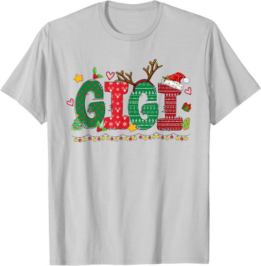 Gigi Claus Christmas Lights Pajama Family Matching T-Shirt - T-Shirt | Ash