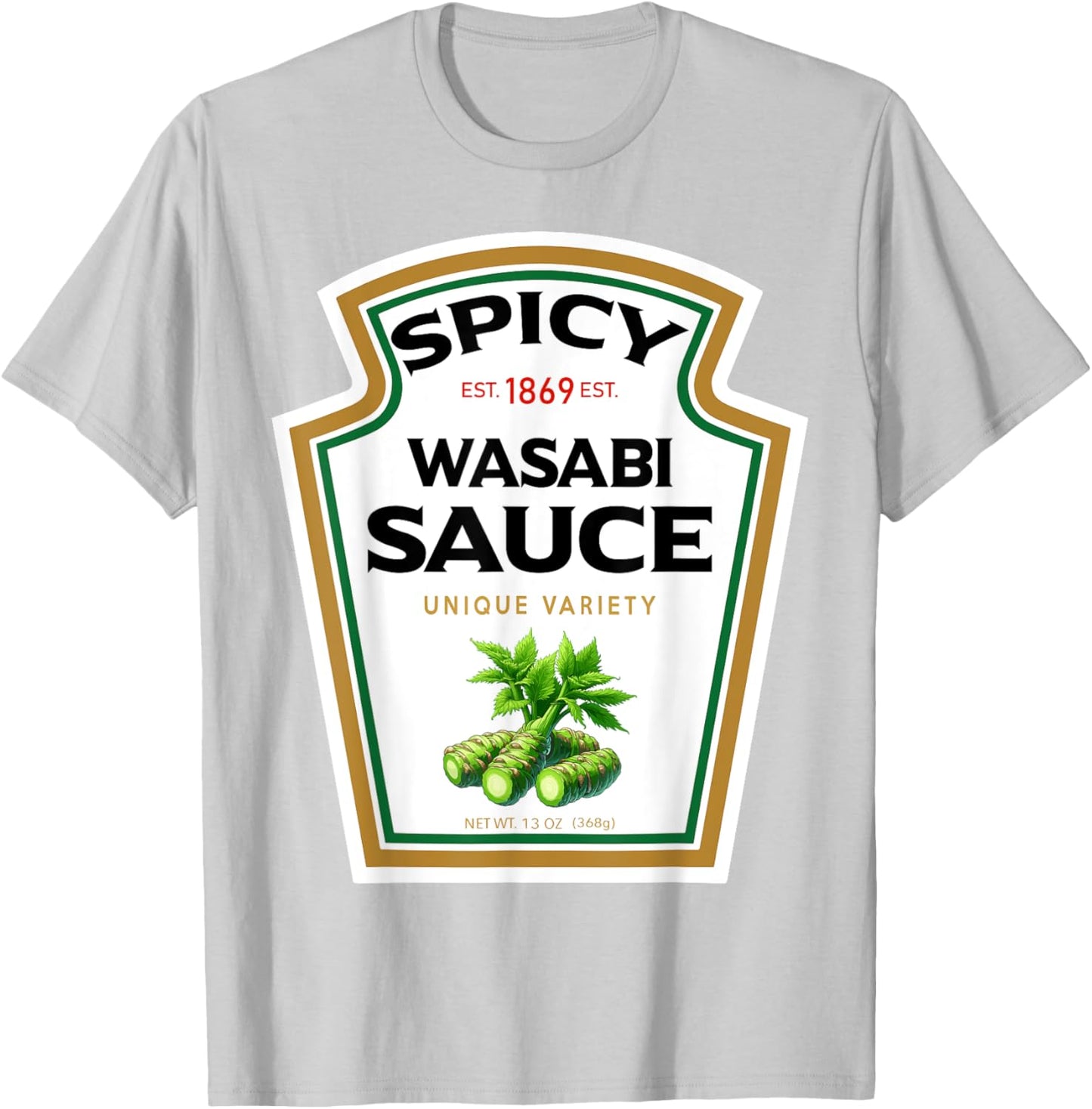 Spicy Wasabi Sauce Bottle Label Funny Halloween Costume T-Shirt - T-Shirt | Ash