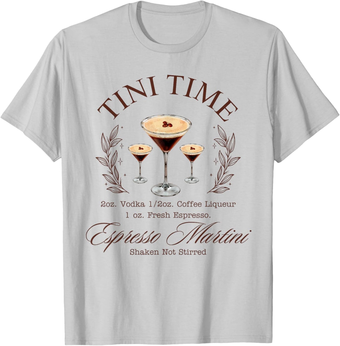 Tini Time Espresso Martini Coffee Cocktail T-Shirt - T-Shirt | Ash
