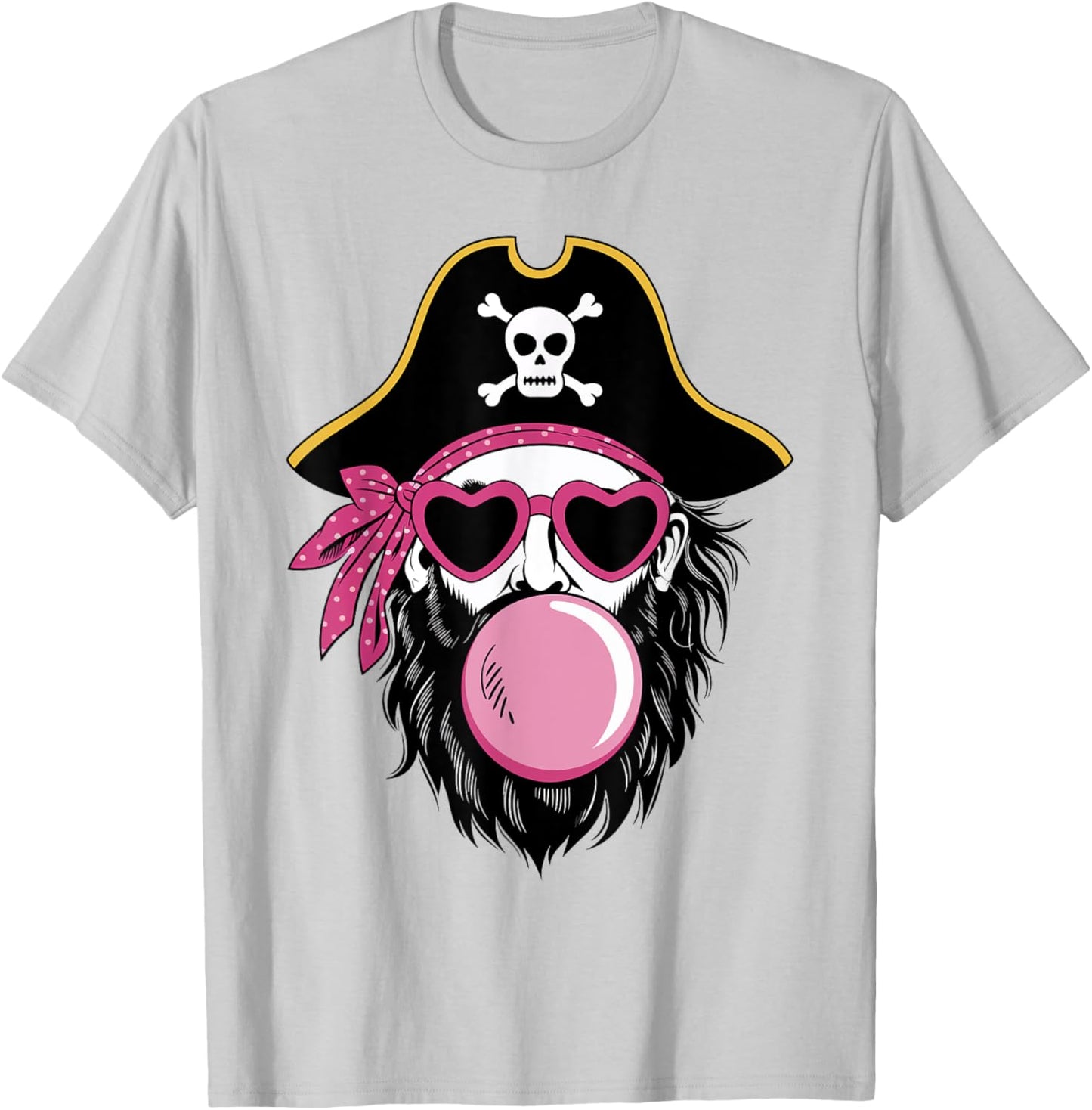 Pirate Blowing Bubble Preppy Pink Mascot Halloween Women T-Shirt - T-Shirt | Ash