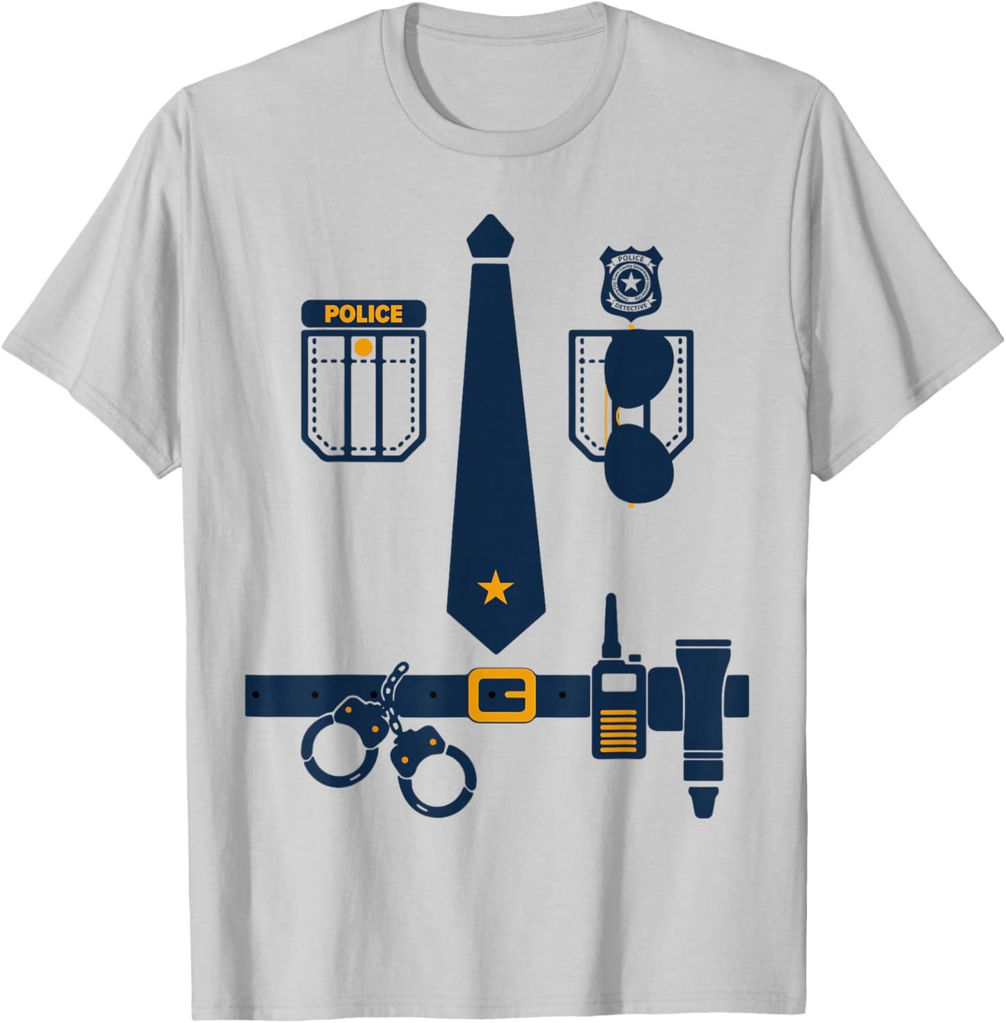Police Costume Cop Uniform Officer Halloween Women Men Boys T-Shirt - T-Shirt | Ash