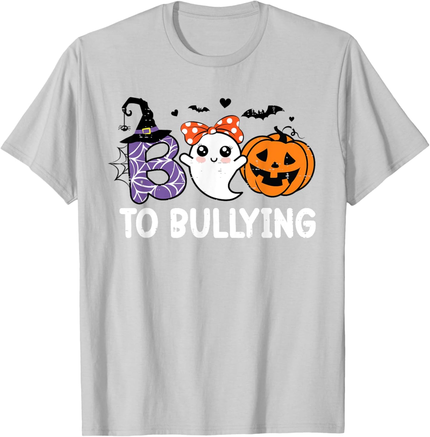 Boo To Bullying Ghost Pumpkin Anti Bullying Unity Day Orange T-Shirt - T-Shirt | Ash