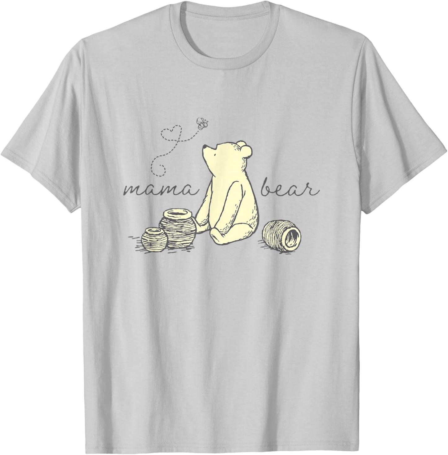 Disney Winnie the Pooh Mama Bear Cute Pooh Big Chest Logo T-Shirt - T-Shirt | Ash