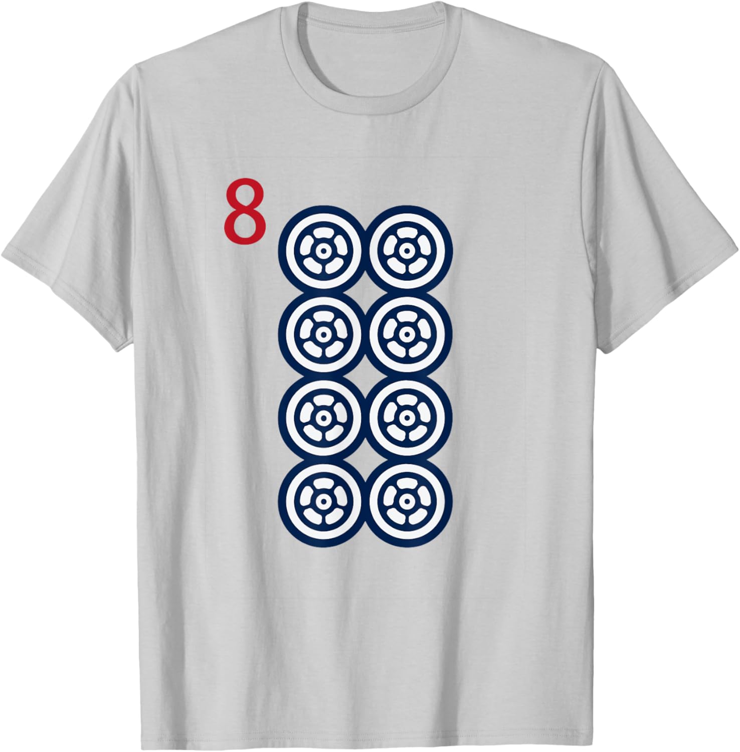 Chinese Mah Jong Dots Pinzu Eight Tile Mahjong Costume T-Shirt - T-Shirt | Ash