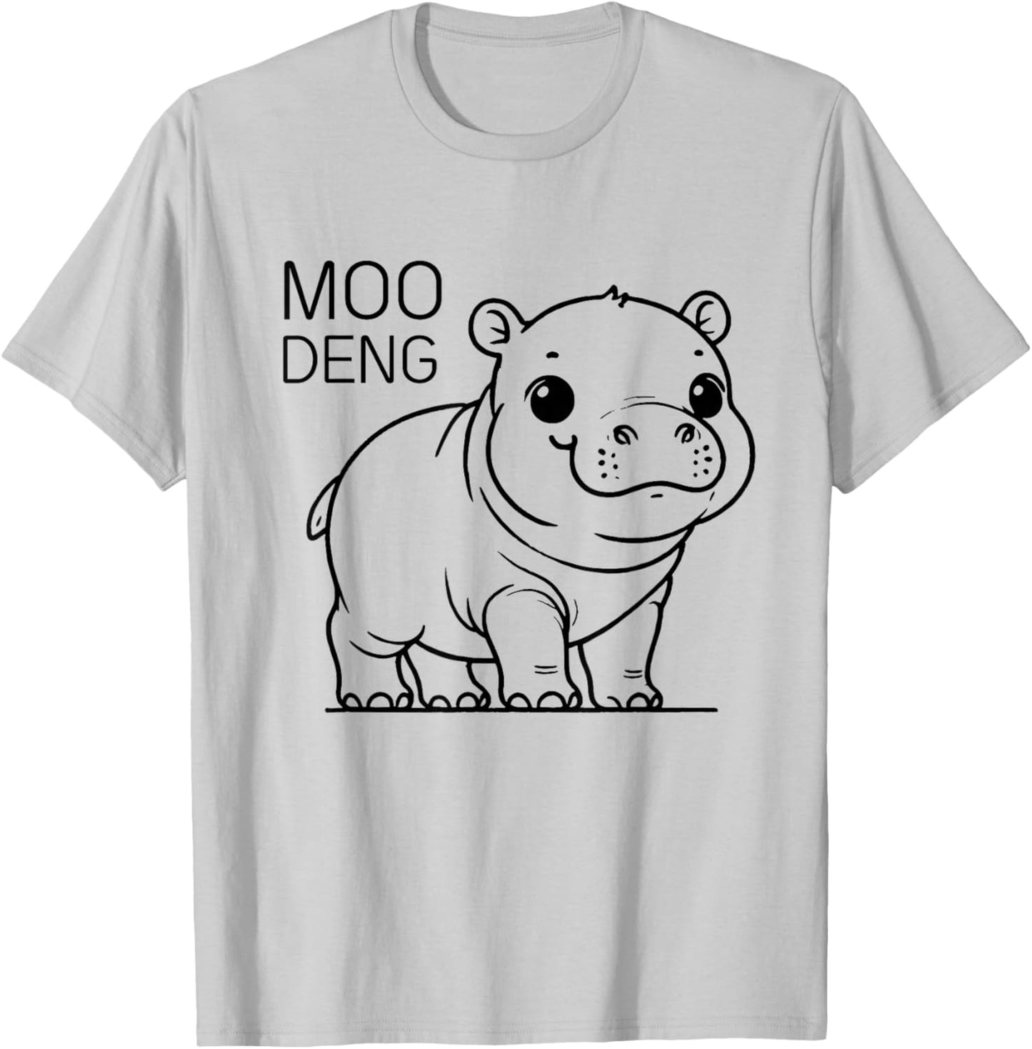 Moo-Deng Famous Baby Pygmy Hippo Minimalist Animal Art T-Shirt - T-Shirt | Ash