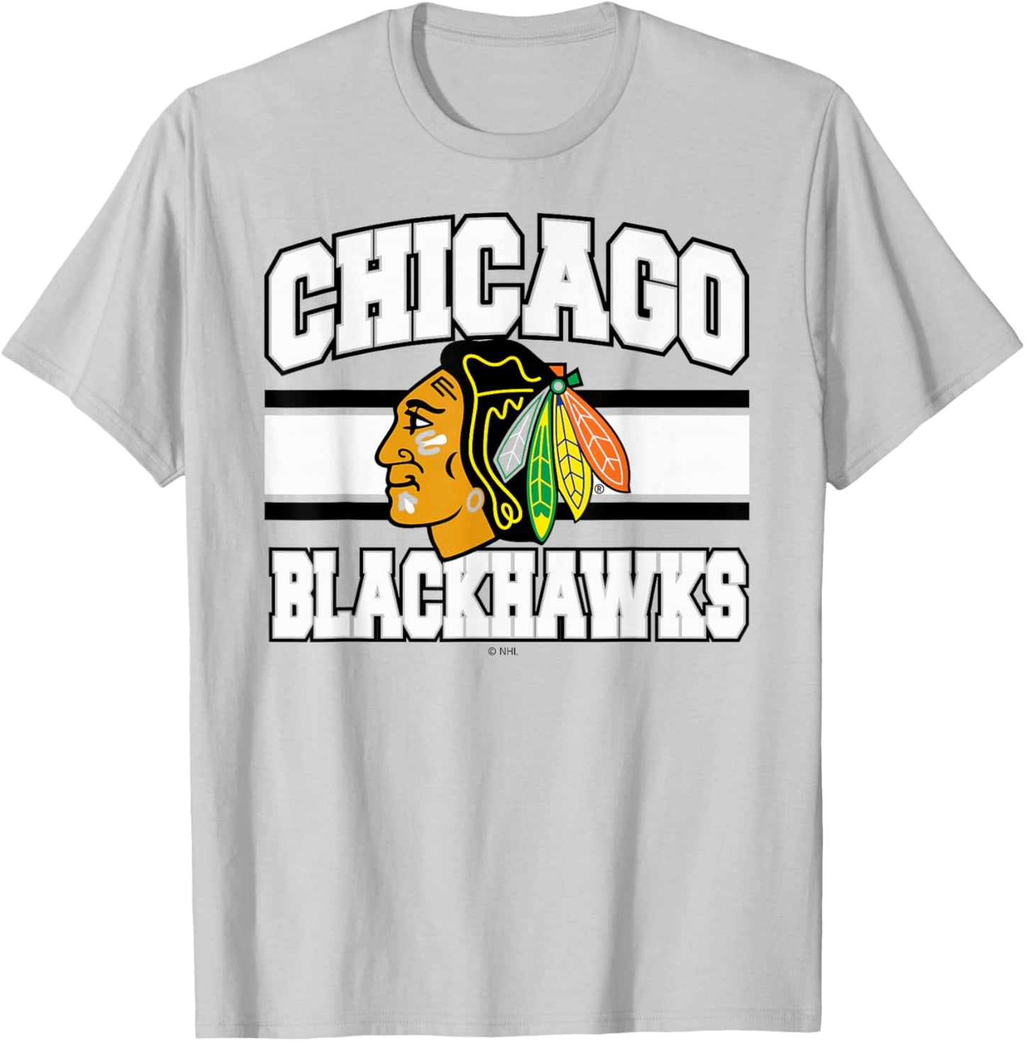 Chicago Blackhawks Stripe Red Officially Licensed T-Shirt - T-Shirt | Ash