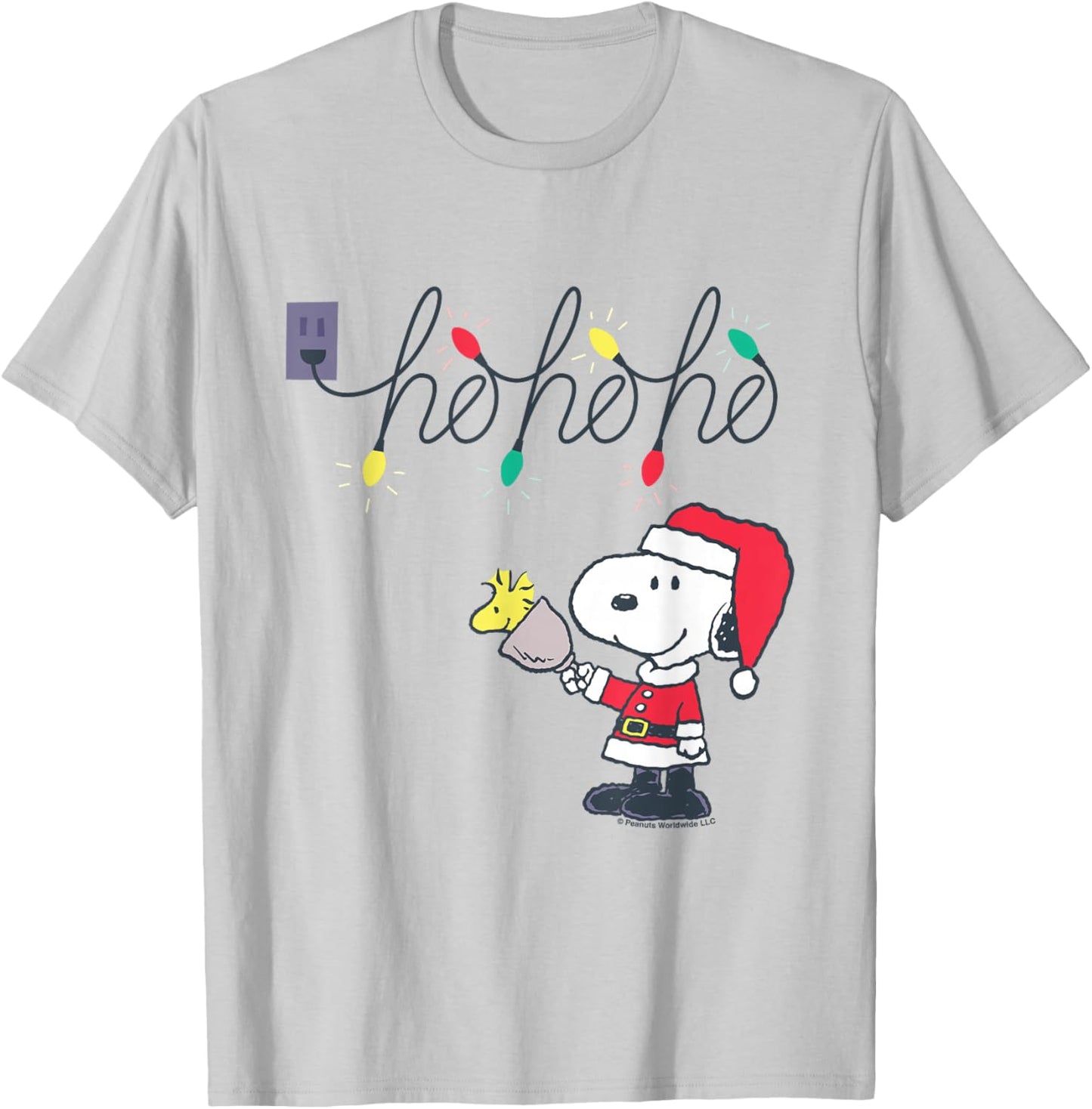 Peanuts Christmas Santa Snoopy Ho Ho Ho T-Shirt - T-Shirt | Ash