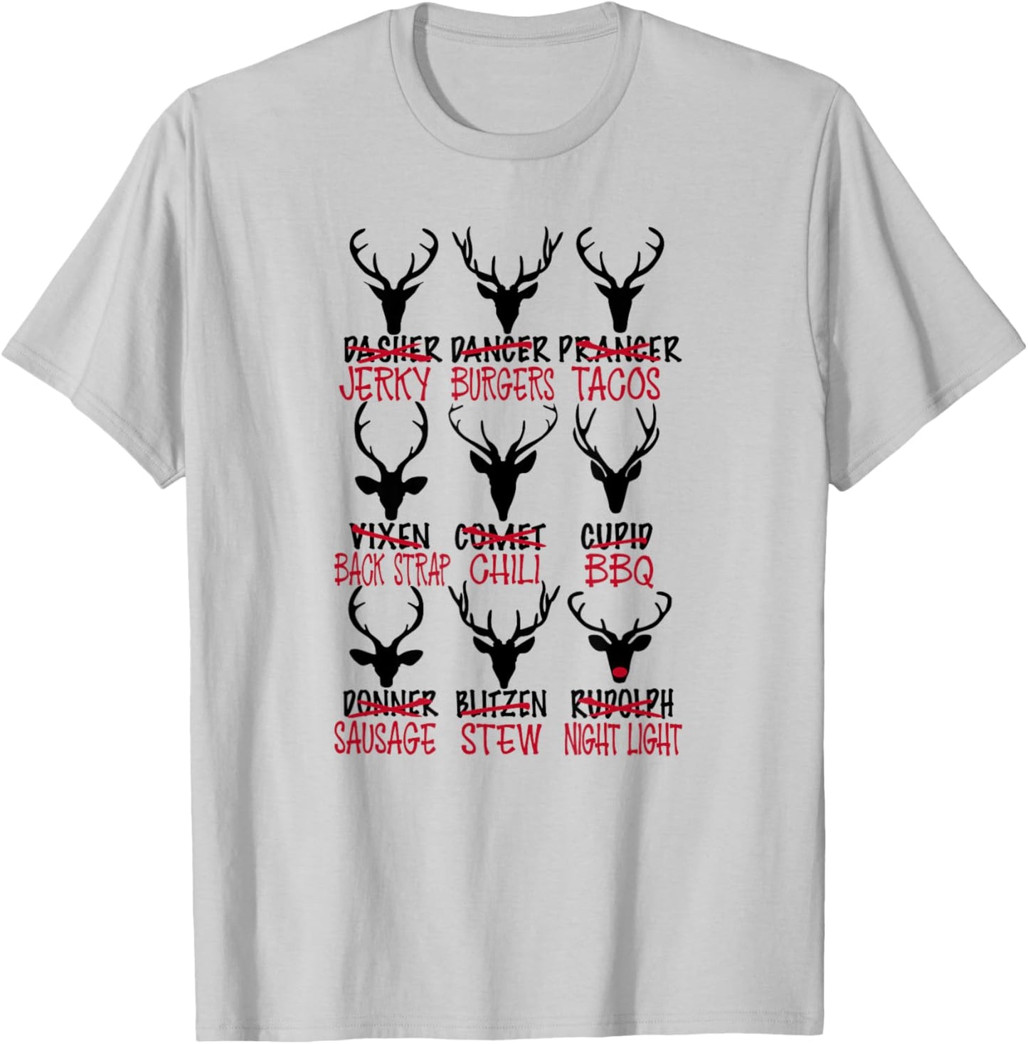 Funny Deer Hunting Santa's Reindeer T-Shirt - T-Shirt | Ash