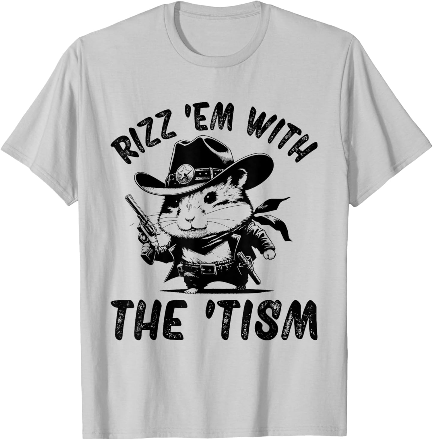 Autism Rizz 'Em With The 'Tism Awareness Autistic Hamster T-Shirt - T-Shirt | Ash