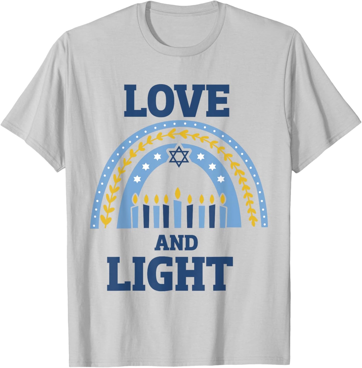 Hanukkah love light with menorah candles rainbow chanukah T-Shirt - T-Shirt | Ash