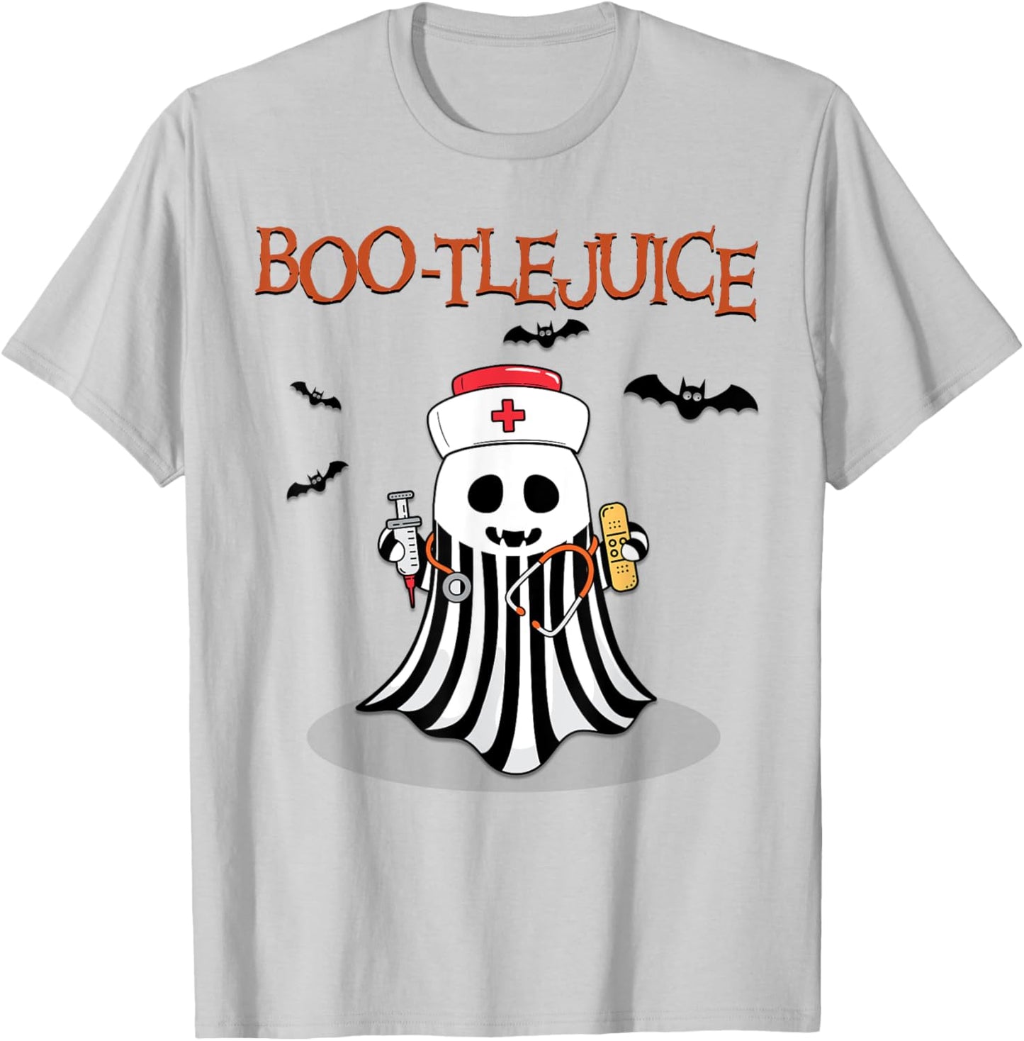 Boo-tlejuice Ghost Nurse Halloween T-Shirt - T-Shirt | Ash