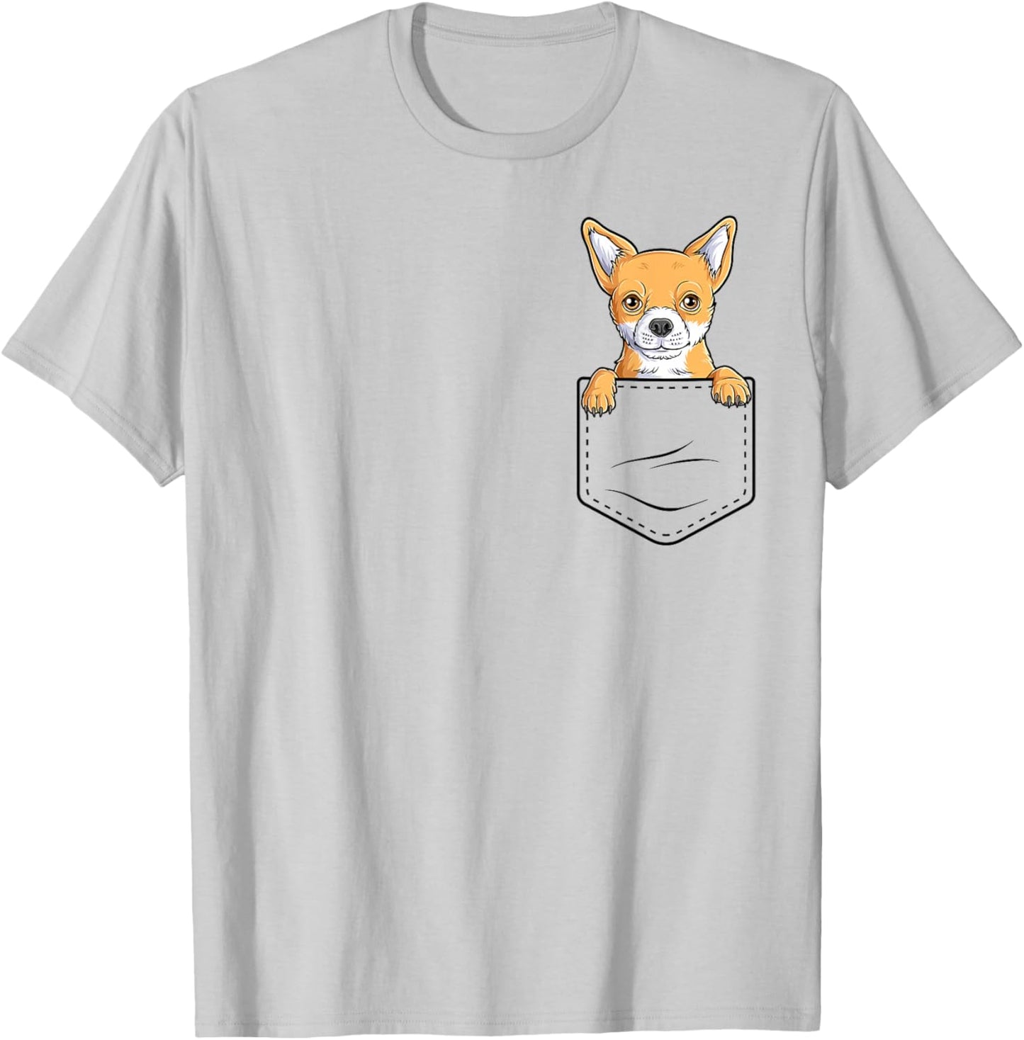 Funny Chihuahua In The Pocket Dog Lover Cute Chihuahua T-Shirt - T-Shirt | Ash
