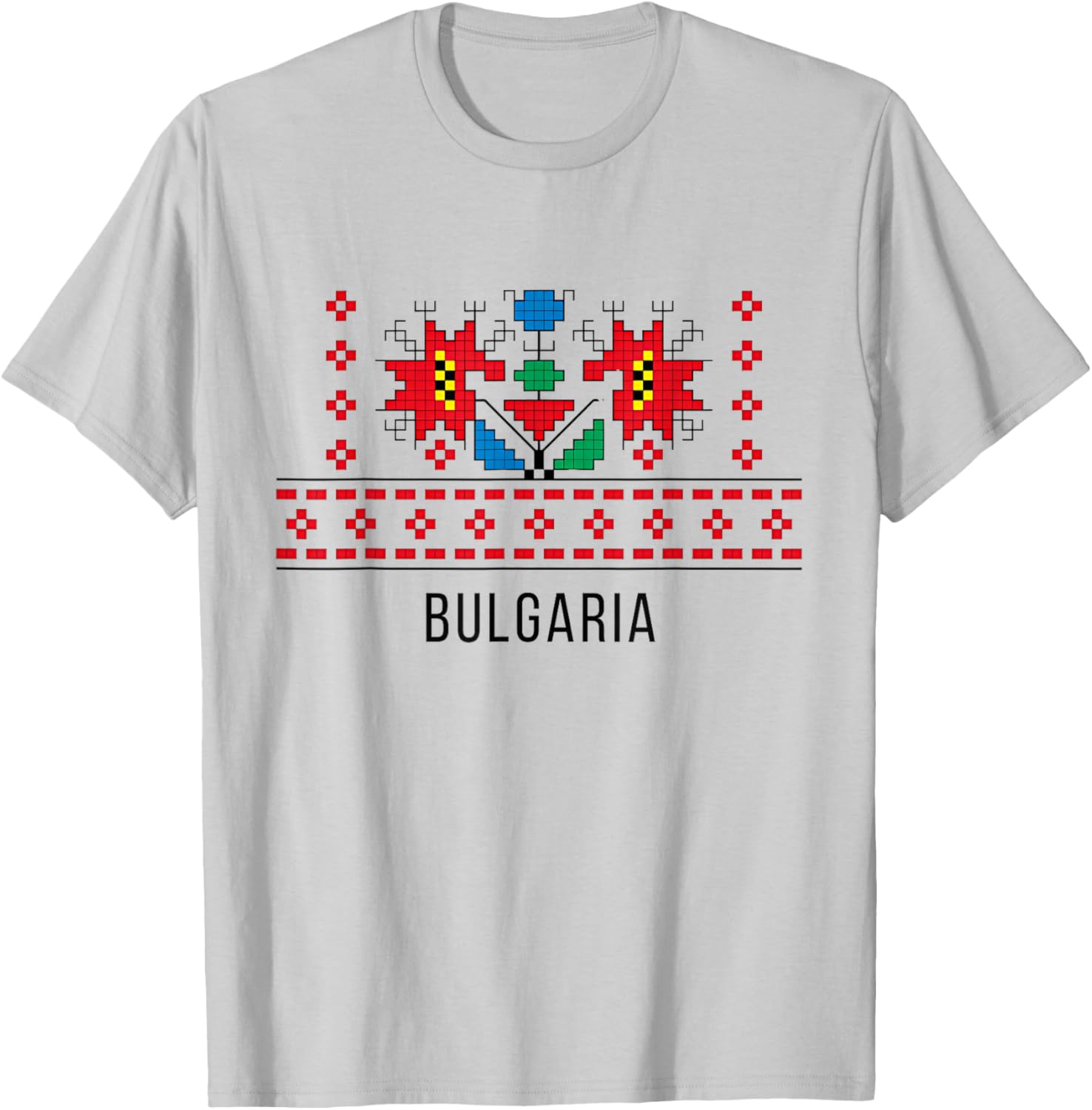 Traditional Bulgarian Shevitsa Motif Design T-Shirt - T-Shirt | Ash