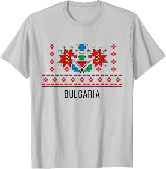 Traditional Bulgarian Shevitsa Motif Design T-Shirt - T-Shirt | Ash