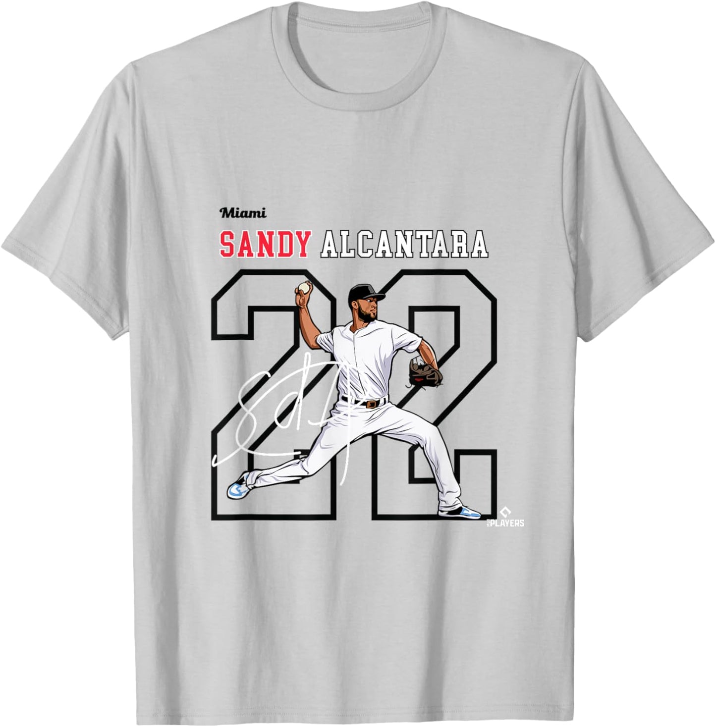 Sandy Alcantara | Miami Baseball Players | MLBSAL3005 T-Shirt - T-Shirt | Ash