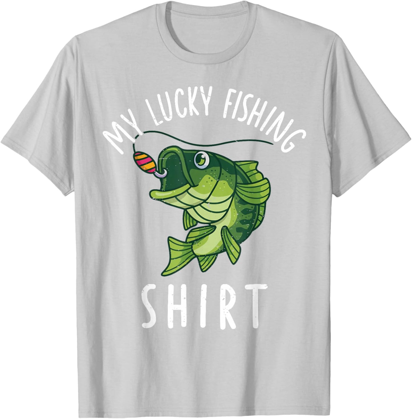 Boys My Lucky Fishing-Shirt Youth Bass Fish Funny Fisherman T-Shirt - T-Shirt | Ash