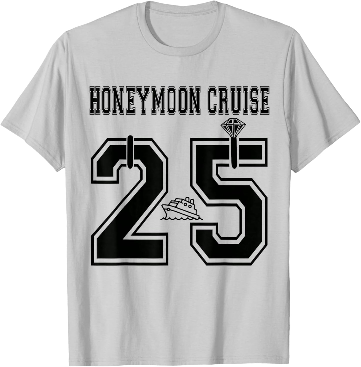 2025 Just Married Honeymoon Cruise Newlyweds Wife Husband T-Shirt - T-Shirt | Ash