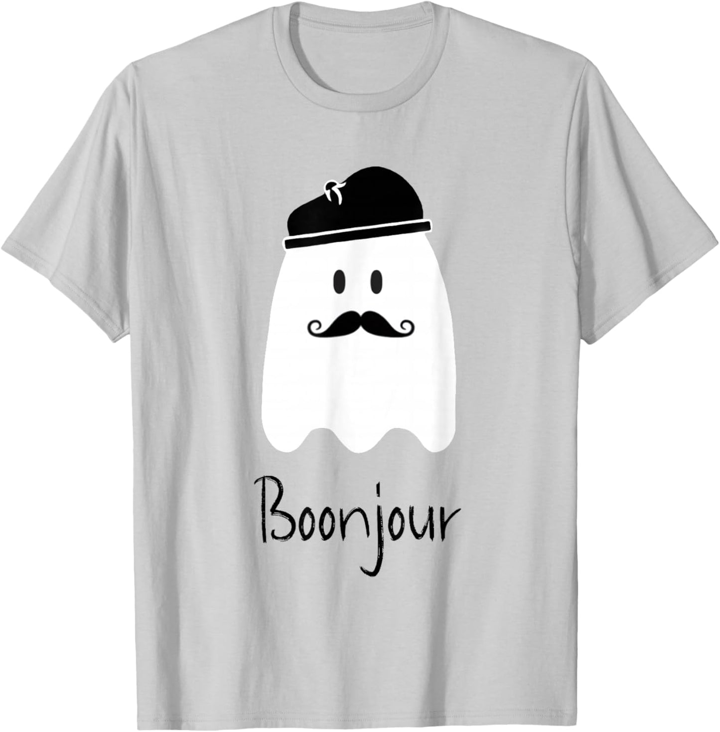Funny French Teacher Halloween Bonjour Ghost T-Shirt - T-Shirt | Ash
