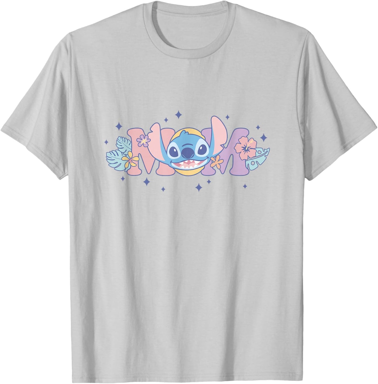 Disney Lilo & Stitch Mom Cute Stitch Floral Pastel Colors T-Shirt - T-Shirt | Ash