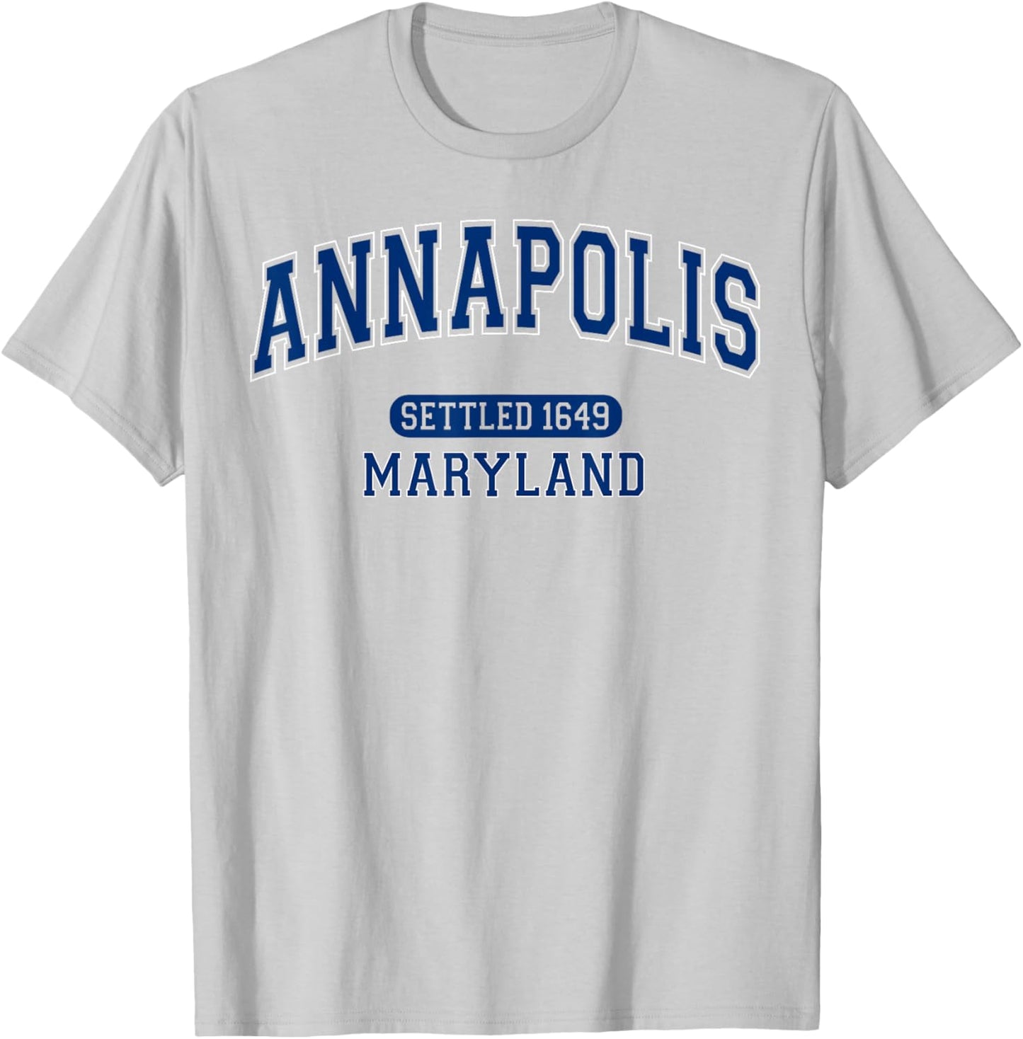 Annapolis Maryland MD Settled 1649 Vintage Arched Navy Blue T-Shirt - T-Shirt | Ash