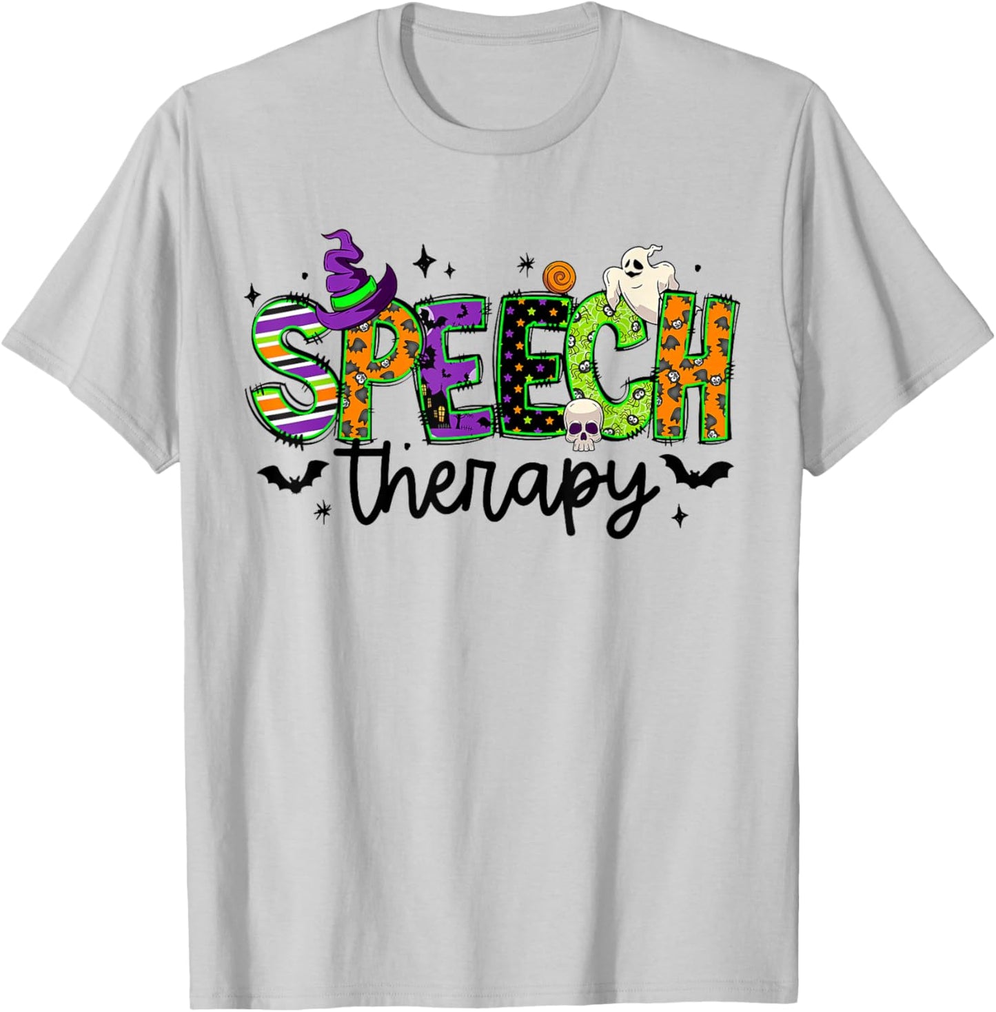 Halloween Speech Therapy Groovy Speech Language Pathologist T-Shirt - T-Shirt | Ash