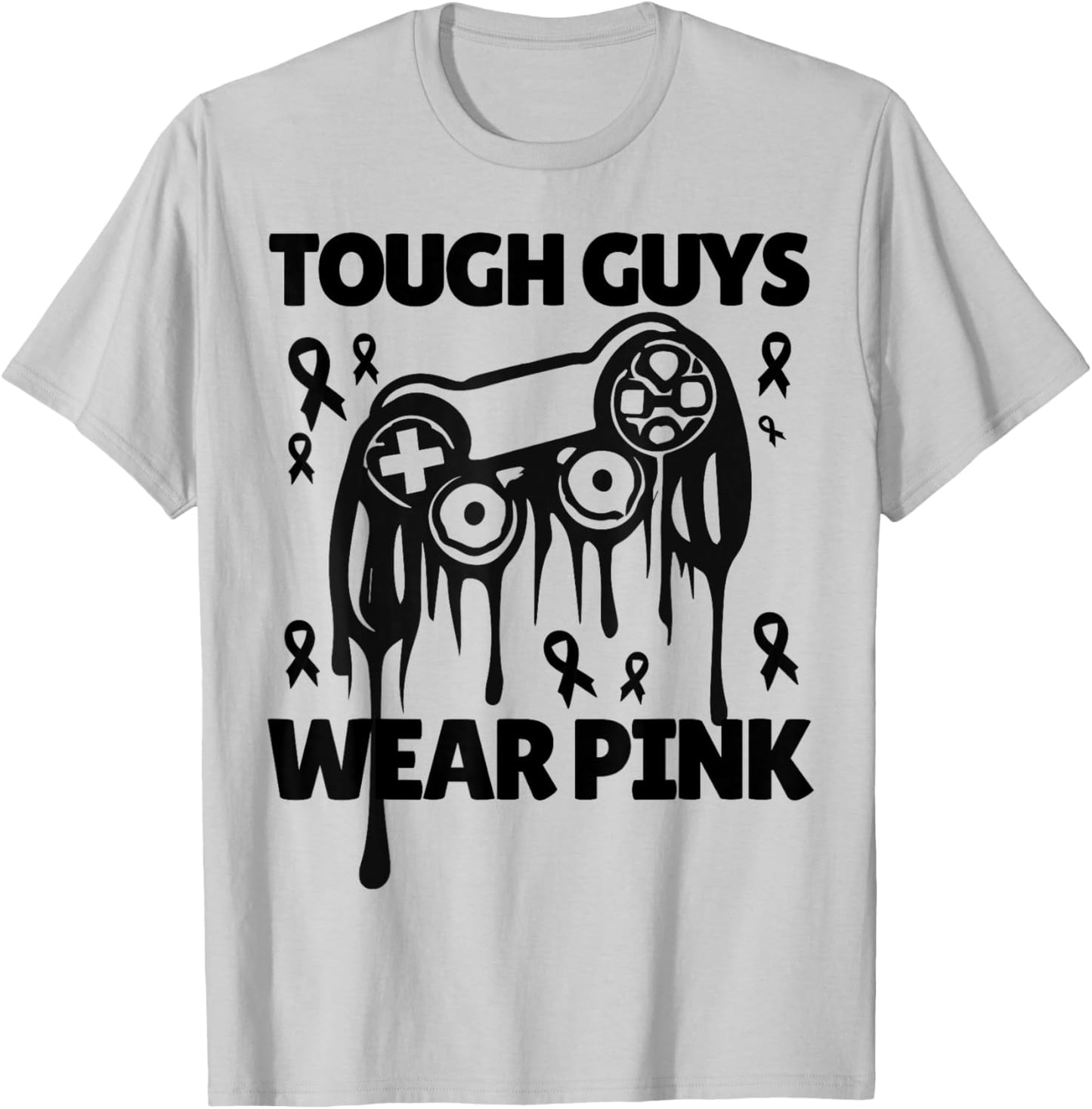 Tough Guys Wear Pink For Gamer Breast Cancer Awareness T-Shirt - T-Shirt | Ash