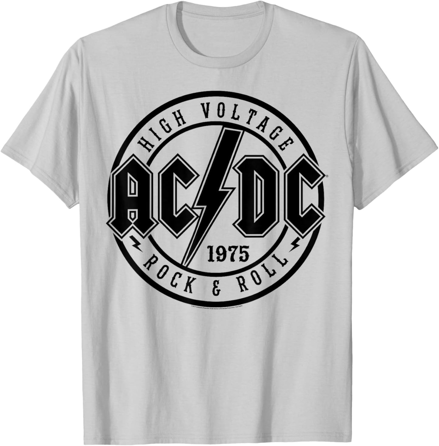 AC/DC Classic White Cotton - Rock & Roll, Adult, Short Sleeve T-Shirt - T-Shirt | Ash