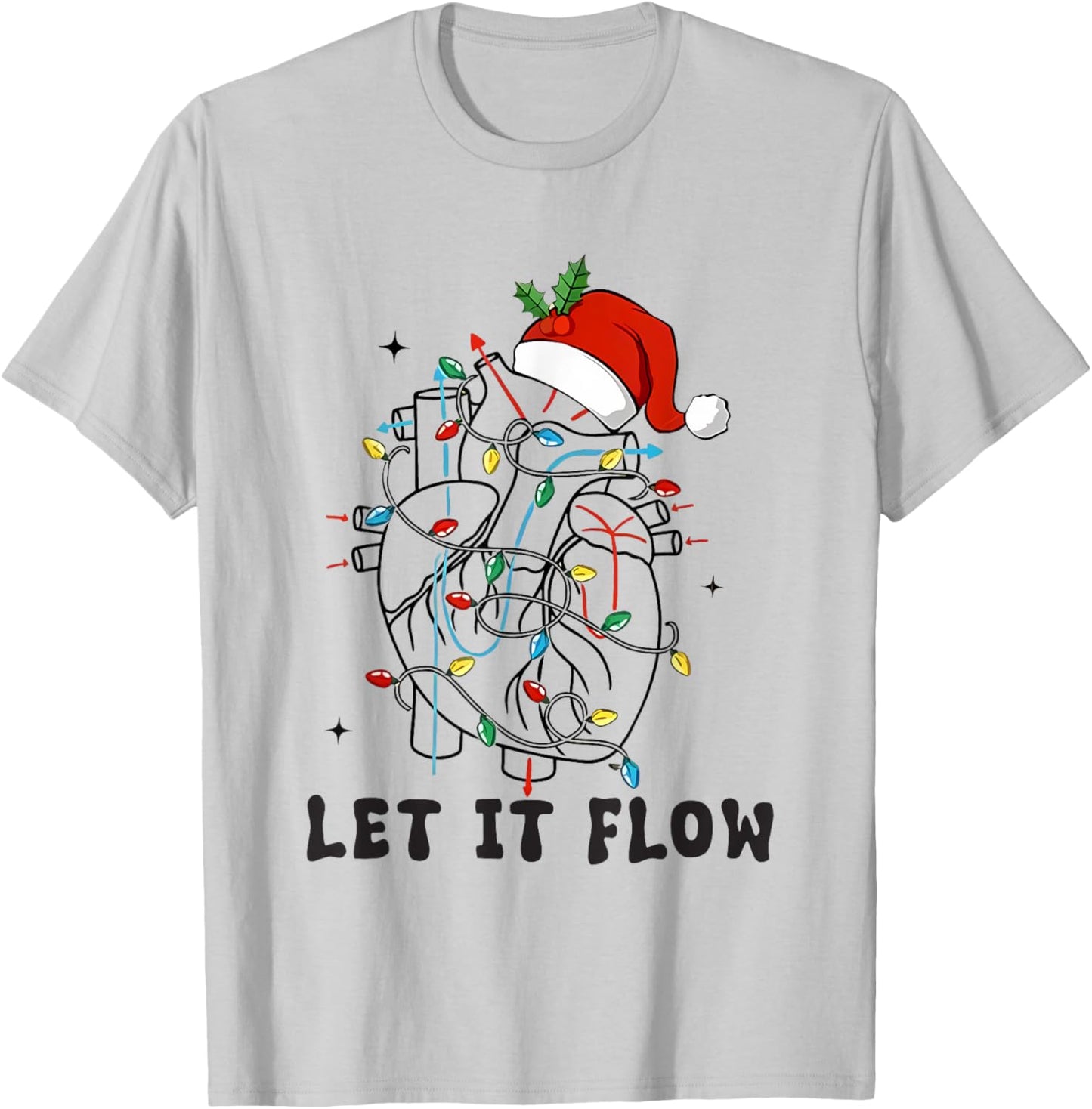 Christmas Cardiac Nurse Heart Anatomy Cath Lab CVICU Cv Icu T-Shirt - T-Shirt | Ash