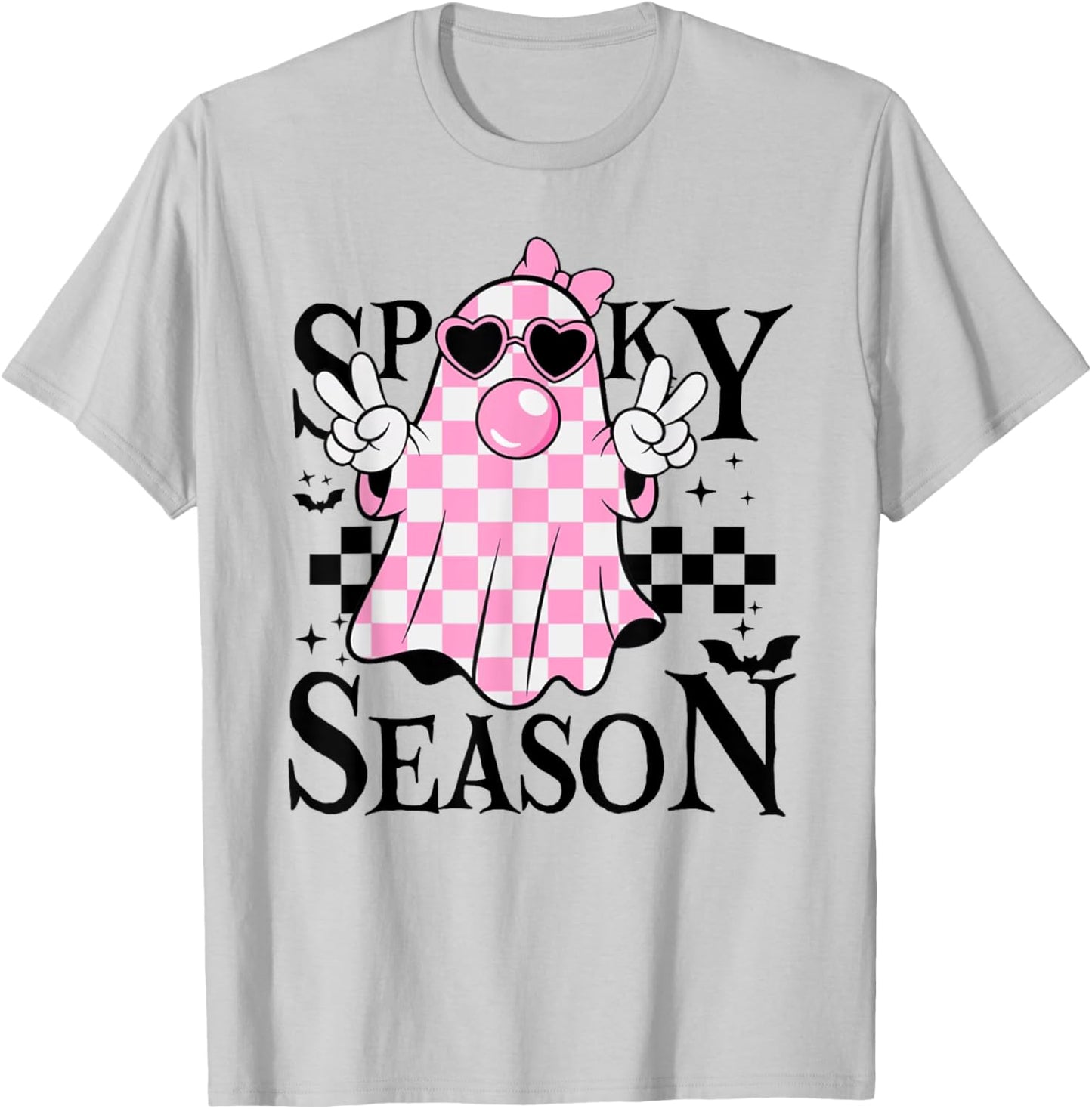 Spooky Season Ghost Halloween Retro Groovy Women Girls Kids T-Shirt - T-Shirt | Ash