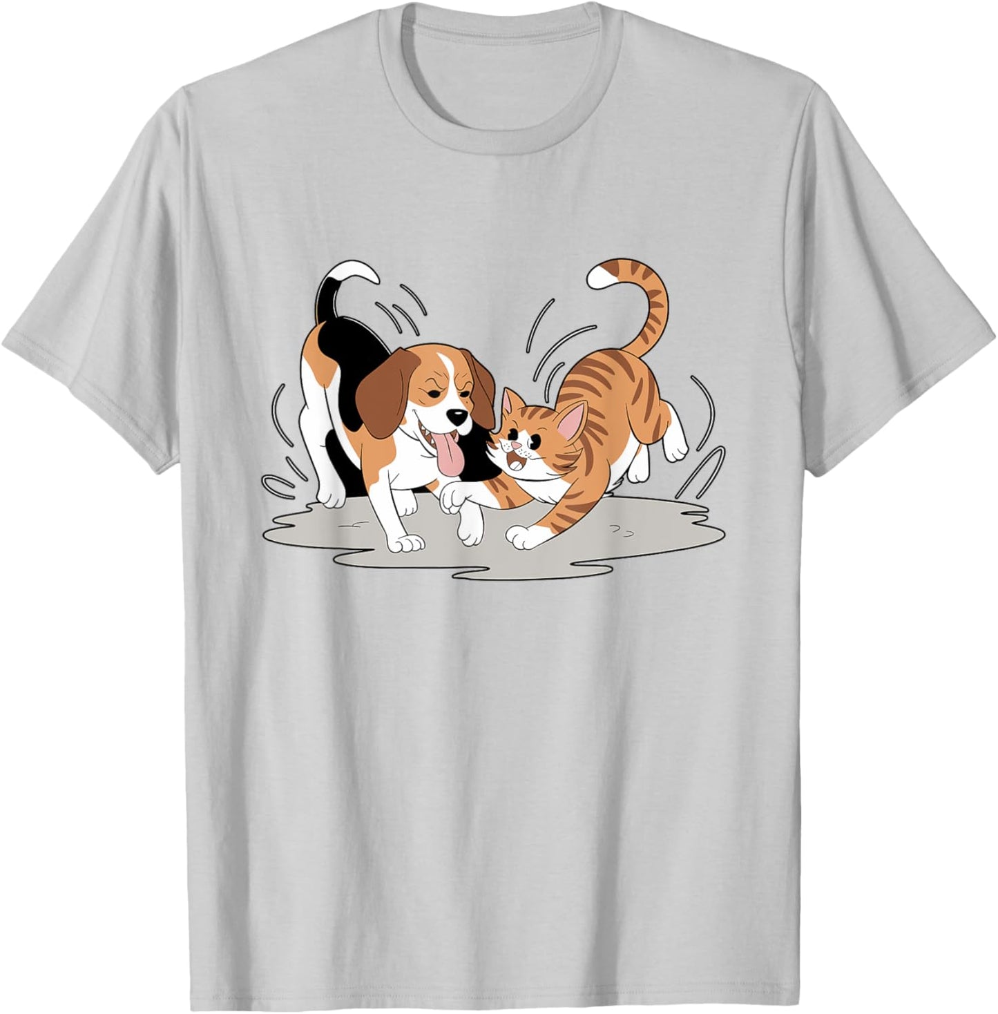 Beagle And Cat Beagles Dog T-Shirt - T-Shirt | Ash