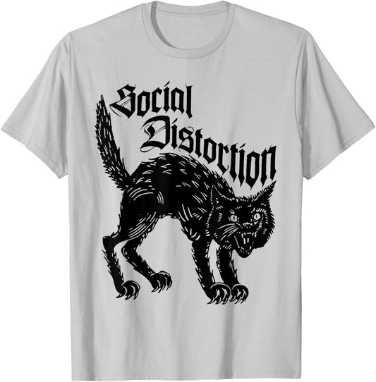 Social Distortions Black Cat Meow T-Shirt - T-Shirt | Ash