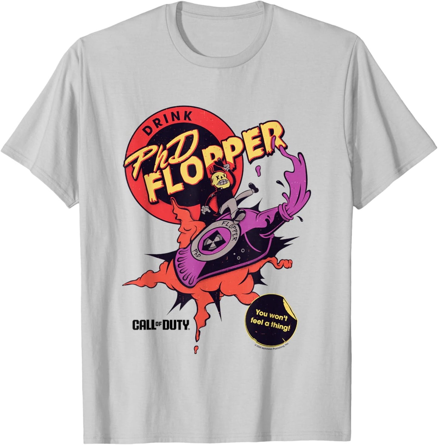 Call Of Duty Drink PhD Flopper You Won't Feel A Thing! Logo T-Shirt - T-Shirt | Ash