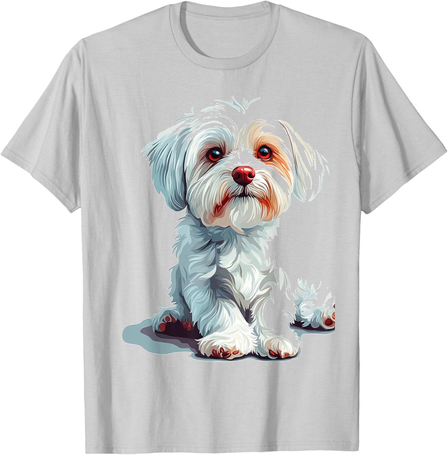 Maltese Dog Motif Pet Art Maltese T-Shirt - T-Shirt | Ash