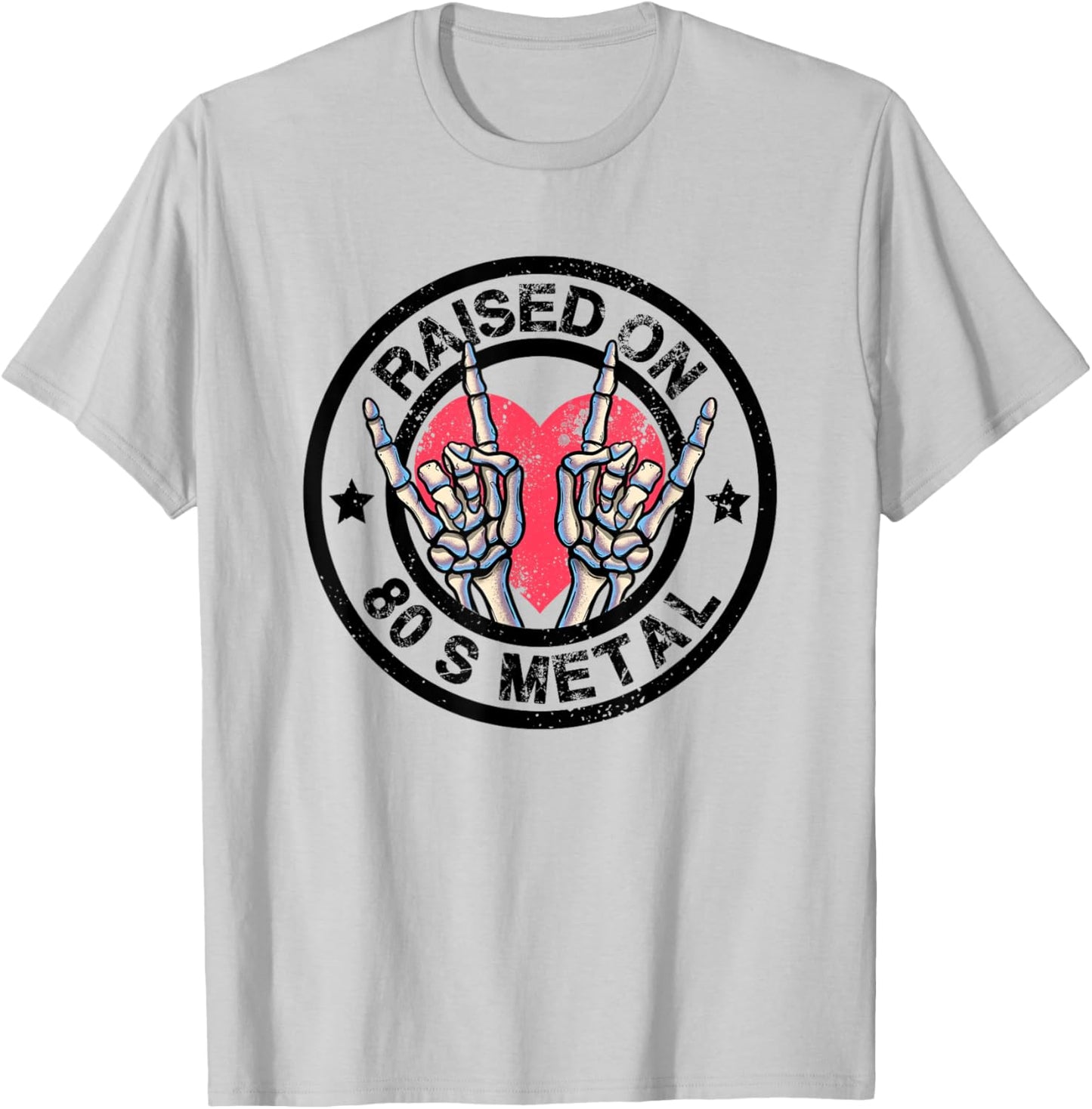 Raised on 80s Metal Skeleton Hand Rock Heavy Metal Concert T-Shirt - T-Shirt | Ash
