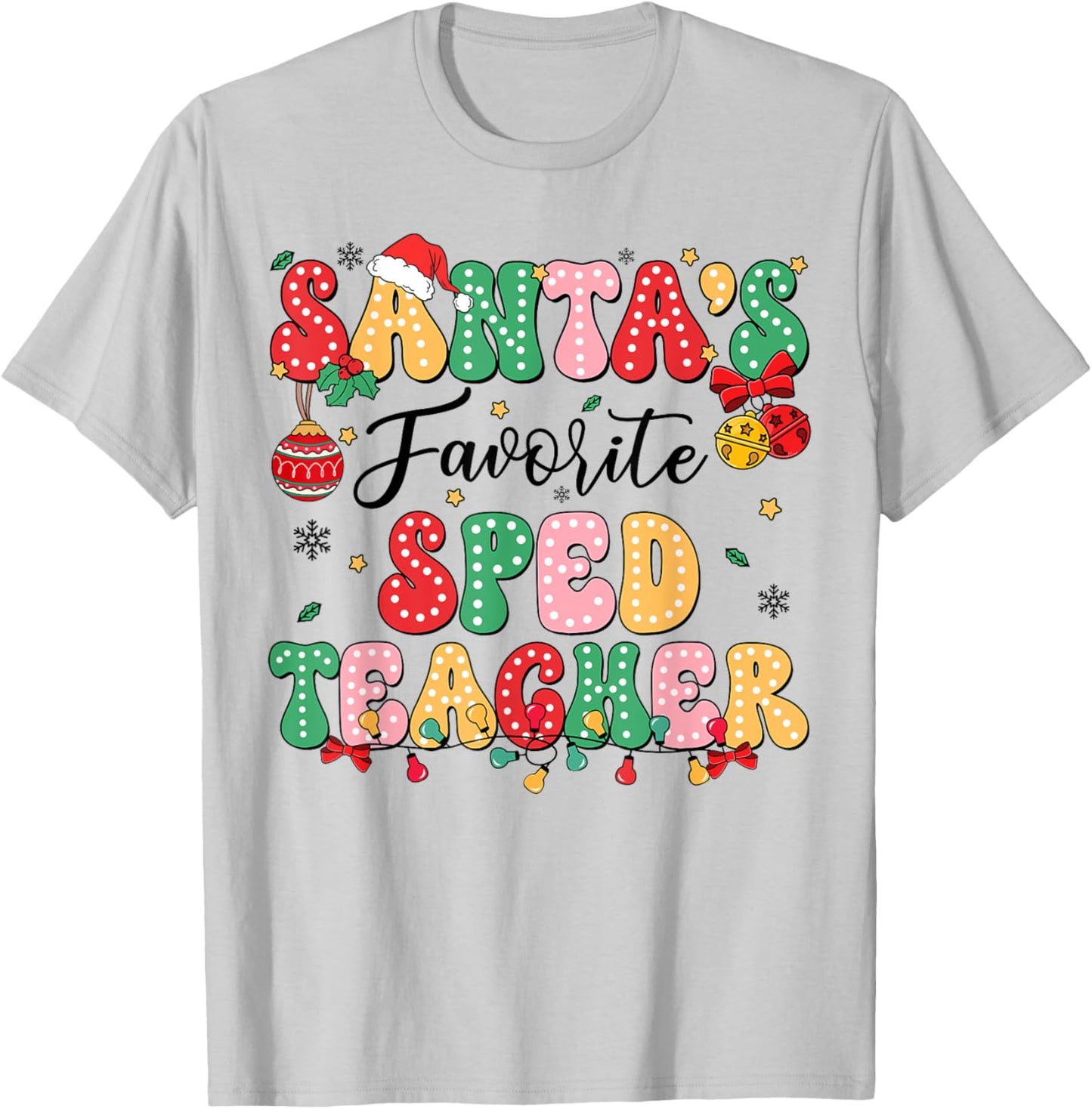 Santa's Favorite SPED Teacher Retro Matching Christmas Group T-Shirt - T-Shirt | Ash