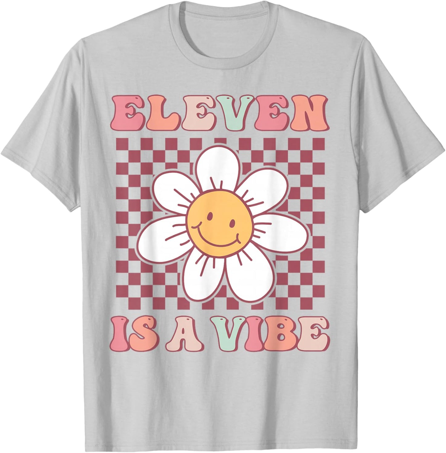 Eleven Is A Vibe Groovy 11th Birthday Party Daisy Flower T-Shirt - T-Shirt | Ash