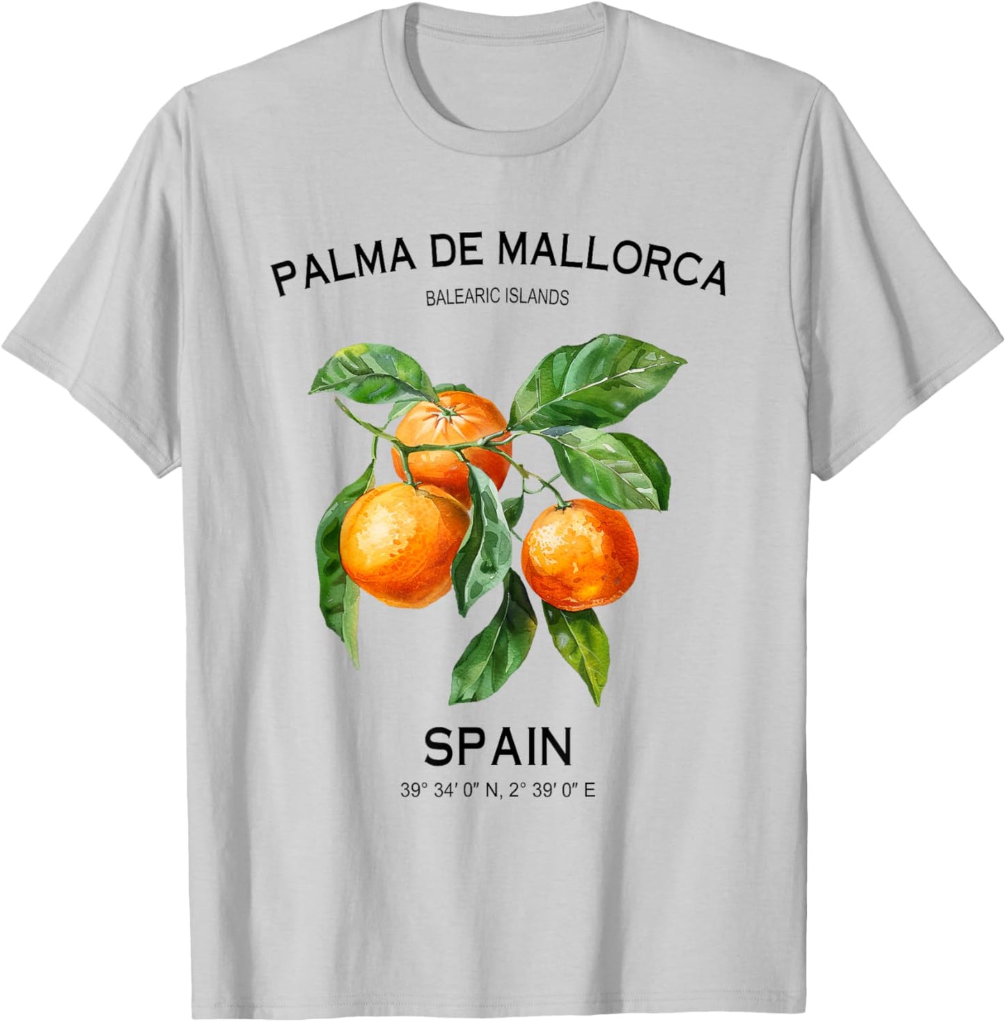 Palma de Mallorca Balearic Islands Oranges Spanish Art Spain T-Shirt - T-Shirt | Ash