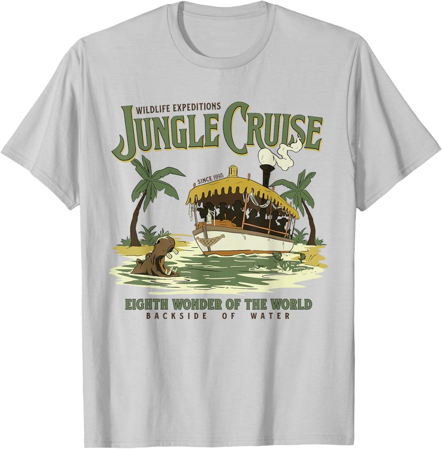 Wildlife Jungle Safari Expedition Ride Backside Of Water T-Shirt - T-Shirt | Ash