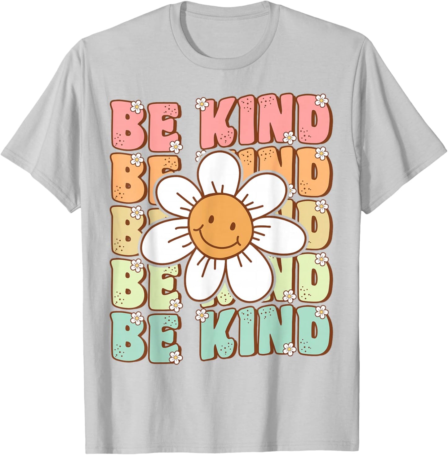 Groovy Be Kind Retro Cute Daisy Flower Positivity Kindness T-Shirt - T-Shirt | Ash